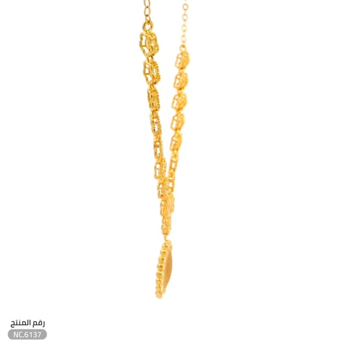 قلادة ذهب عيار 21 تصميم بيضاوي بإطار ذهبي أنيق (NC...