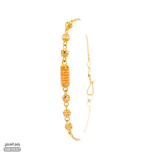 سوارة ذهب عيار 21 تصميم اسطواني بنقوش مميزة (SW.55...