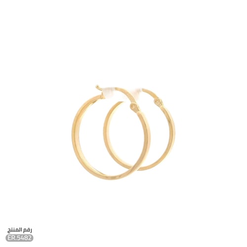 حلق ذهب عيار 18 تصميم دائري ناعم (ER.5482)