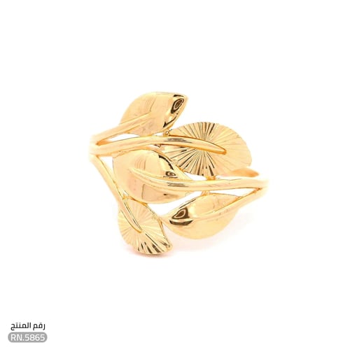 خاتم ذهب عيار 21 تصميم أوراق أنيقة (RN.5865)