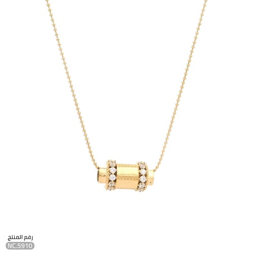 قلادة ذهب عيار 18 اسطواني مزينة بفصوص فخمة (NC.591...