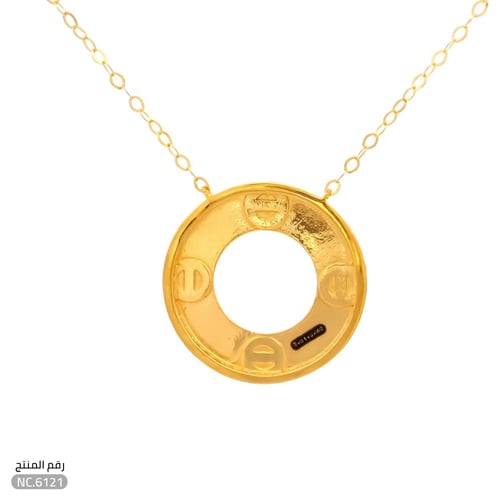 قلادة ذهب عيار 21 تصميم دائري بنقوش فخمة (NC.6121)