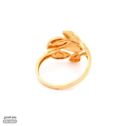 خاتم ذهب عيار 21 تصميم أوراق أنيقة (RN.5865)
