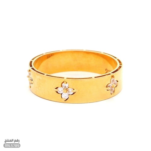 دبلة ذهب عيار 21 تصميم بفصوص أنيقة (RN.5796)