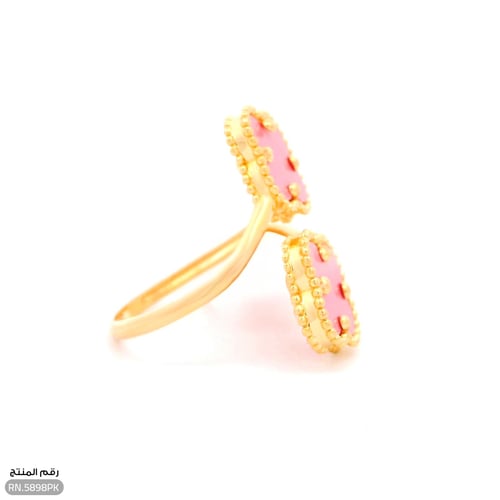 خاتم ذهب عيار 21 تصميم ثنائي بلون روزي فاخر (RN.58...