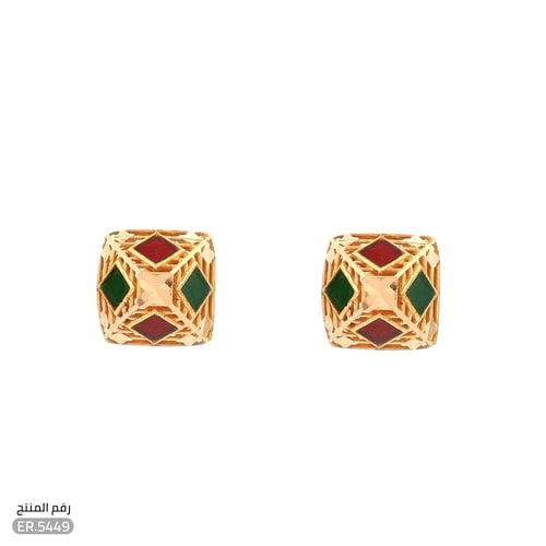 حلق ذهب عيار 21 بفصوص ملونه فخمة (ER.5449)