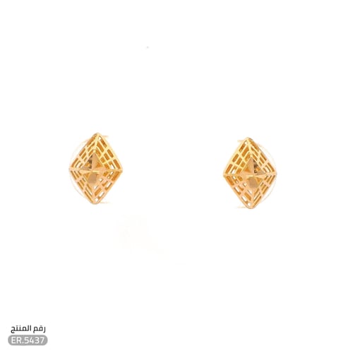 حلق ذهب عيار 21 تصميم بلمسة أنيقة (ER.5437)