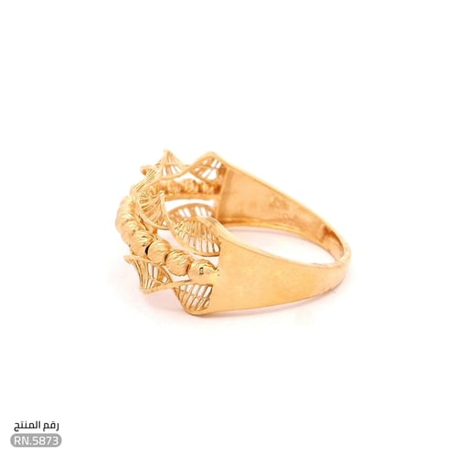 خاتم ذهب عيار 21 تصميم مموج وخرزات ذهبية فاخرة (RN...