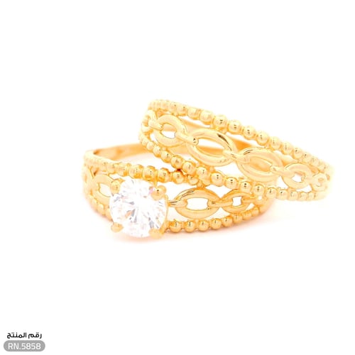 خاتم ذهب عيار 21 توينز بنقش مميز وحلقات فاخرة (RN....