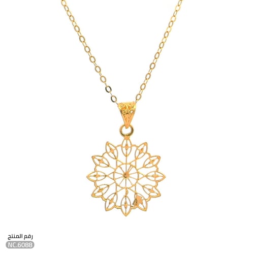 قلادة ذهب عيار 21 تصميم زهرة مفتوح أنيق (NC.6088)