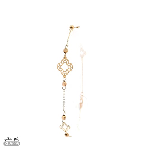 خلخال ذهب عيار 21 تصميم زهرة بلمسة أنيقة (KL.5005)