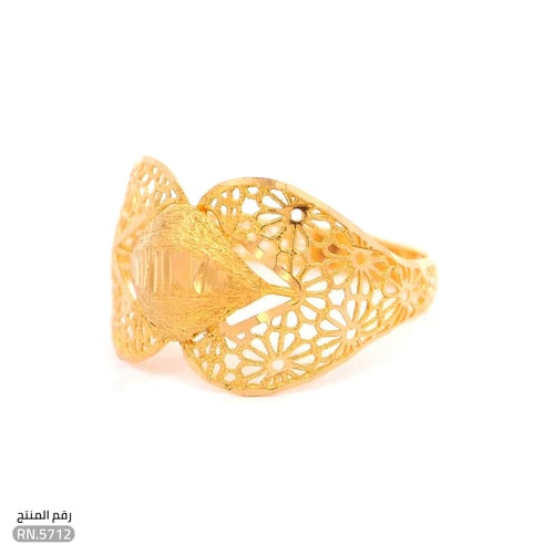 خاتم ذهب عيار 21 تصميم شبكي فريد (RN.5712)