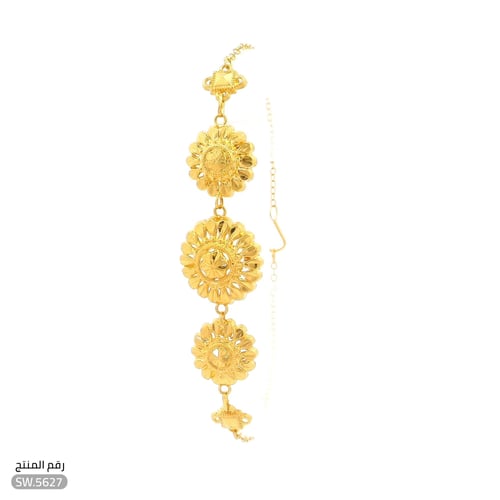 سوارة ذهب عيار 21 بتصميم ثلاث ورود فاخرة (SW.5627)