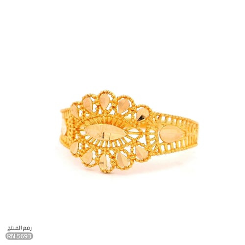 خاتم ذهب عيار 21 تصميم زخرفي أنيق (RN.5693)