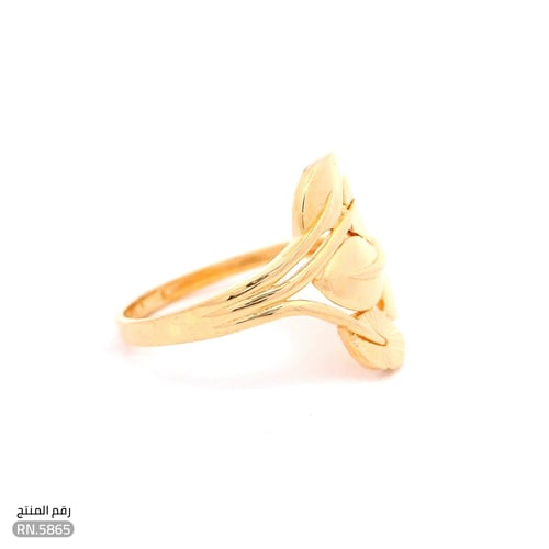 خاتم ذهب عيار 21 تصميم أوراق أنيقة (RN.5865)