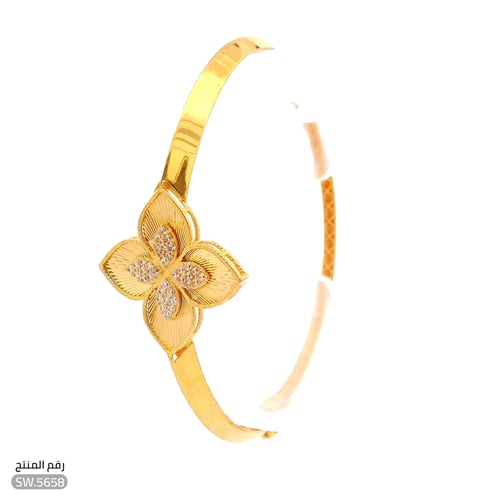 سوارة تصميم زهرة بفصوص أنيقة ذهب عيار 21 (SW.5658)