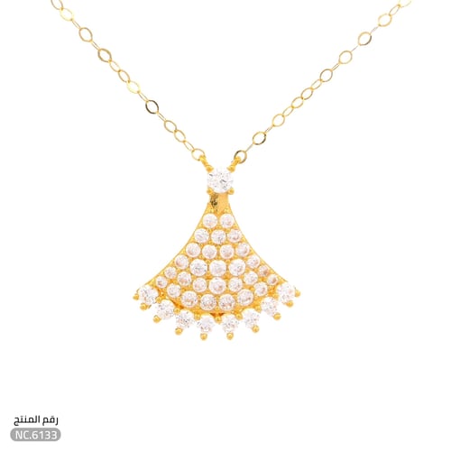 قلادة ذهب عيار 21 مرصعه بفصوص لامعة (NC.6133)