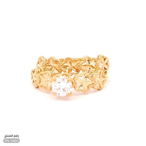 خاتم ذهب عيار 21 توينز بنقوش نجمية فاخرة (RN.5860)