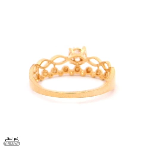 خاتم ذهب عيار 21 تصميم مفتوح بفص أنيق (RN.5874 )