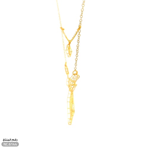 قلادة ذهب عيار 21 تصميم ثنائي ونقوش فاخرة (NC.6144...