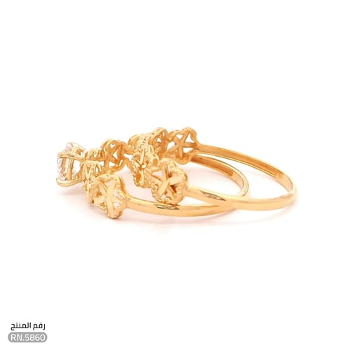 خاتم ذهب عيار 21 توينز بنقوش نجمية فاخرة (RN.5860)