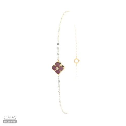 سوارة تصميم وردة بلون بني فخم ذهب عيار 18 (SW.5584...
