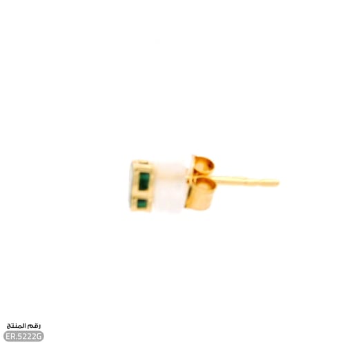 حلق ذهب عيار 18 تصميم فراشة خضراء أنيقة (ER.5222G)