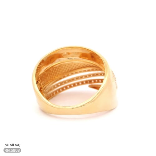خاتم تصميم مفتوح بفصوص فاخرة ذهب عيار 21 (RN.5903)