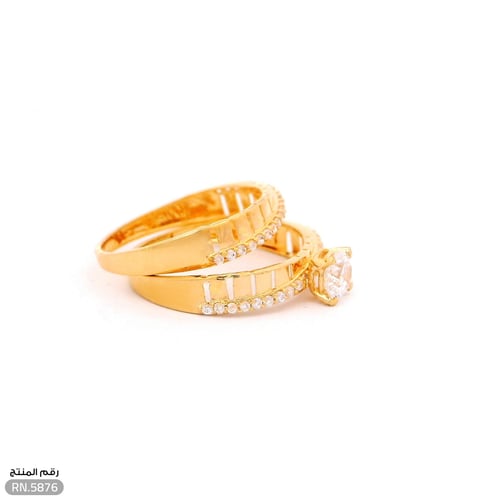 خاتم ذهب عيار 21 توينز تصميم فخم وفريد (RN.5876)