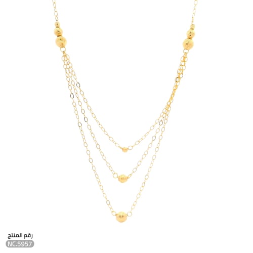 قلادة ذهب عيار 21 تصميم ثلاثي أنيق (NC.5957)