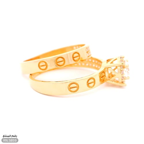 خاتم ذهب عيار 21 توينز بفصوص أنيقة (RN.5859)