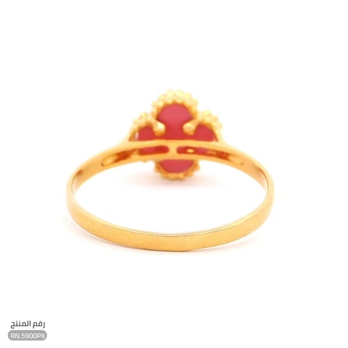 خاتم ذهب عيار 21 بإطار ذهبي ولون روزي فاخر (RN.590...
