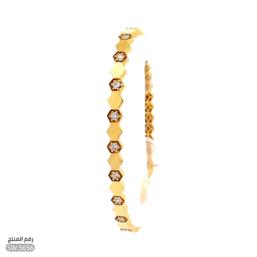 سوارة تصميم سداسي ملكي ذهب عيار 21 (SW.5656)