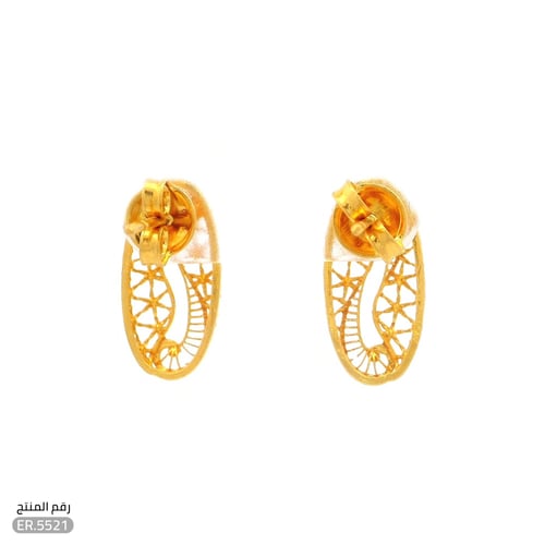 حلق بيضاوي فاخر ذهب عيار 21 (ER.5521)