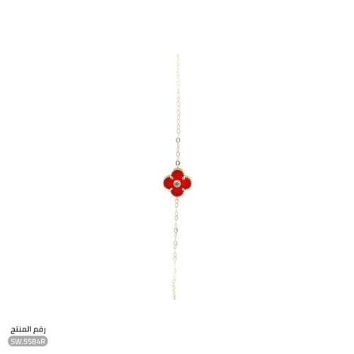 سوارة تصميم وردة حمراء فريدة ذهب عيار 18 (SW.5584R...