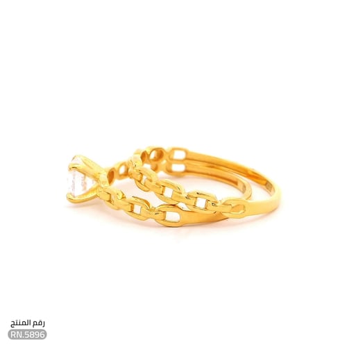 خاتم ذهب عيار 21 توينز تصميم حلقات متشابكة فخمة (R...