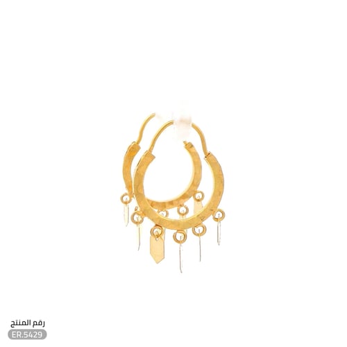 حلق ذهب عيار 21 بحلقات متدلية أنيقة (ER.5426)