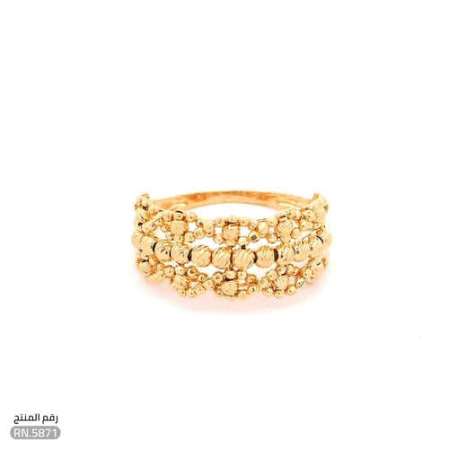 خاتم ذهب عيار 21 تصميم خرزات ذهبية فريدة (RN.5871)