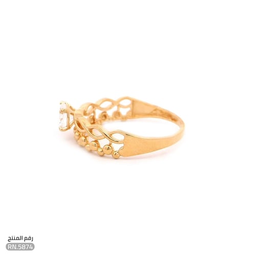 خاتم ذهب عيار 21 تصميم مفتوح بفص أنيق (RN.5874 )