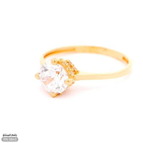 خاتم ذهب عيار 21 تصميم ناعم وفص فاخر (RN.5849)