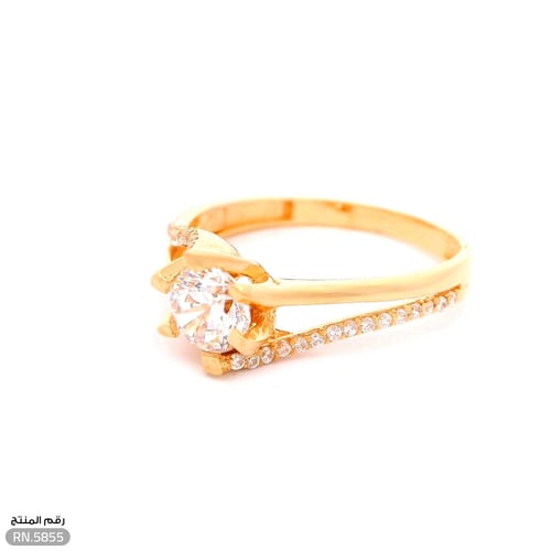 خاتم ذهب عيار 21 تصميم بفصوص براقة فخمة (RN.5855)
