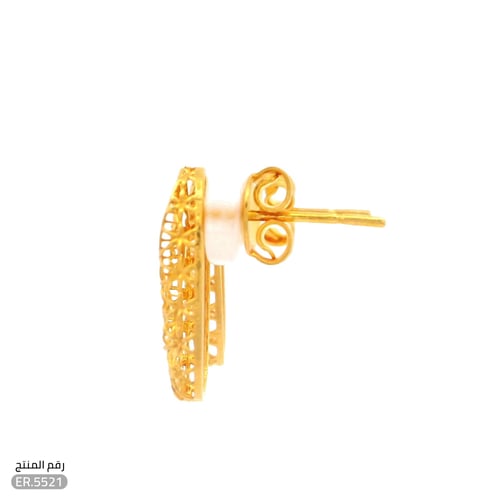 حلق بيضاوي فاخر ذهب عيار 21 (ER.5521)