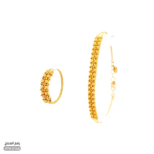 نصف طقم ذهب عيار 21 بنقوش فريدة (HTK.5146)