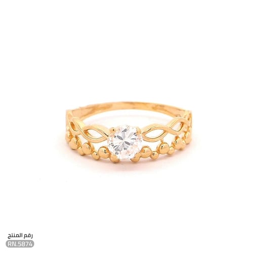خاتم ذهب عيار 21 تصميم مفتوح بفص أنيق (RN.5874 )