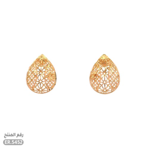حلق ذهب عيار 21 بنقوش مميزة (ER.5452)