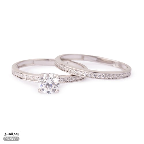 خاتم ذهب أبيض عيار 18 توينز ناعم وفاخر (RN.5884)
