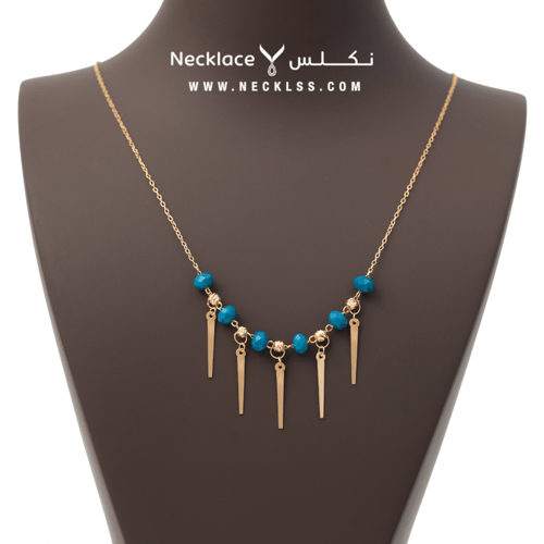 قلادة خرزات فيروزية ذهب عيار 21 ( NC.0806 )