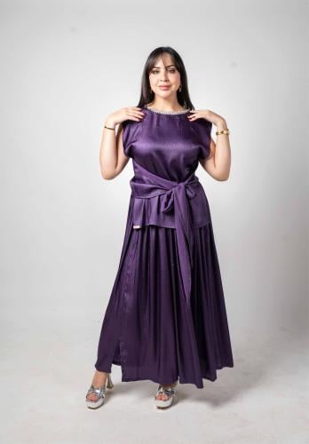 Women's purple silk evening suit for special occasions