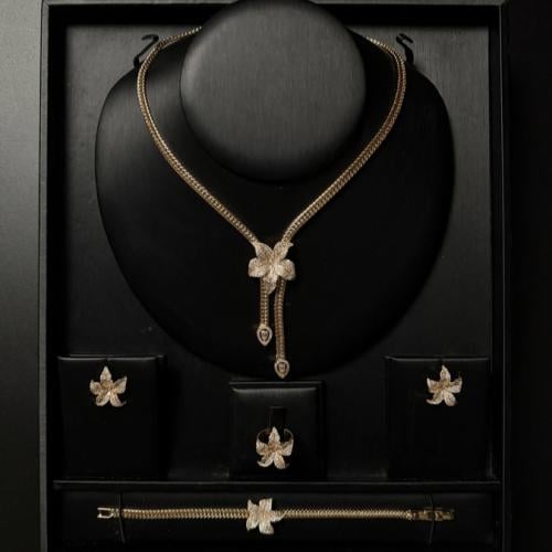 Gold Tulip Flower Jewelry Set