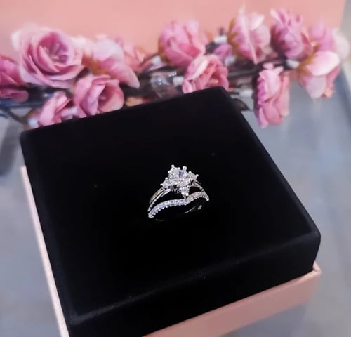 خاتم فضة توينز عيار 925 مرصع بحجر الألماس الصناعي...